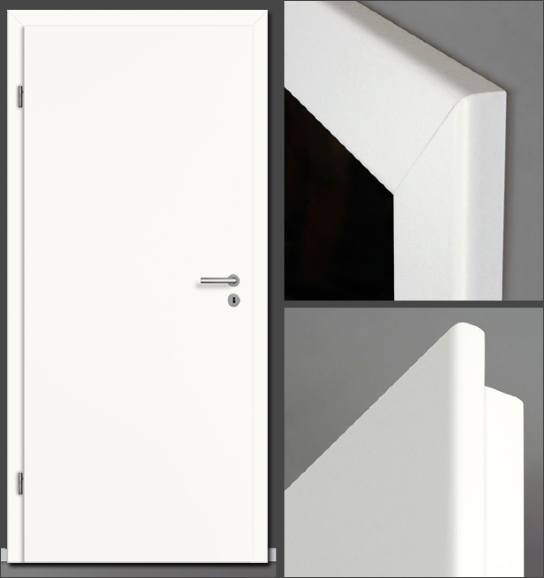 Innentür mit Zarge -  Weißlack CPL 9010 glatt - Röhrenspanplatte Rundkante